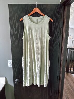 Time and Tru Sage Green Crewneck Tank Dress